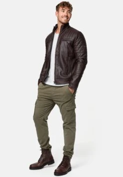 Indicode Jeans Brook - Imitatieleren Jas - Dark Brown -Stijlvolle Herenkleding Winkel 60f720e3af7146c29565a743f0b9fe33
