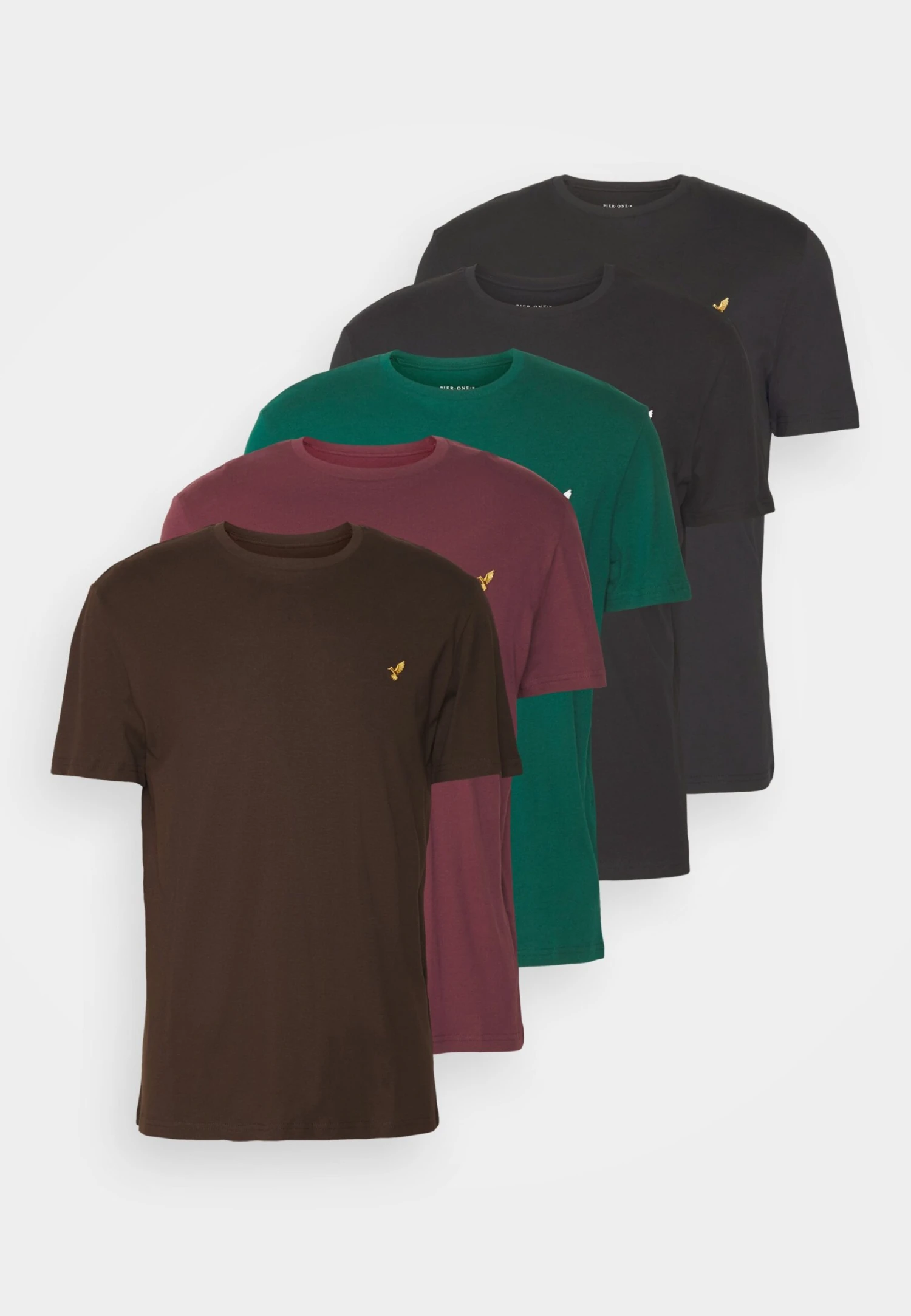 Pier One 5 Pack - T-Shirt Basic - Bordeaux/Dark Green/Dark Blue 8 Pier One 5 Pack - T-Shirt Basic - Bordeaux/Dark Green/Dark Blue - Afbeelding 6