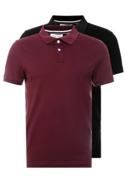 Pier One 2 Pack - Poloshirt - Bordeaux/Black